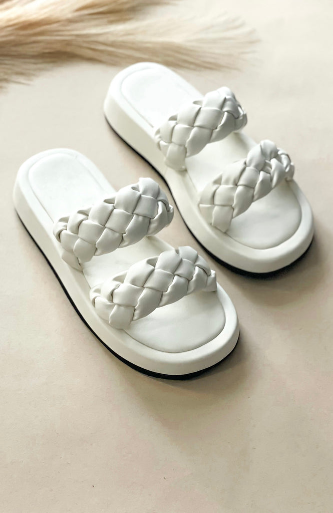 White Braided Sandals - Southern Trends Boutique 