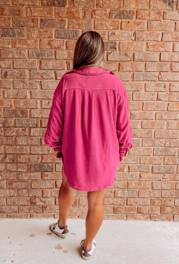 Autumn Spice Fleece Shacket - Berry - Southern Trends Boutique 