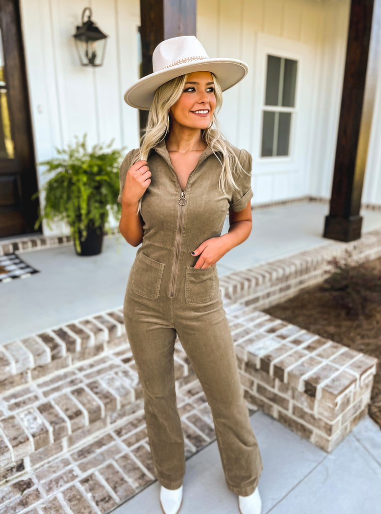 Feels Like Fall Corduroy Jumpsuit - Southern Trends Boutique 