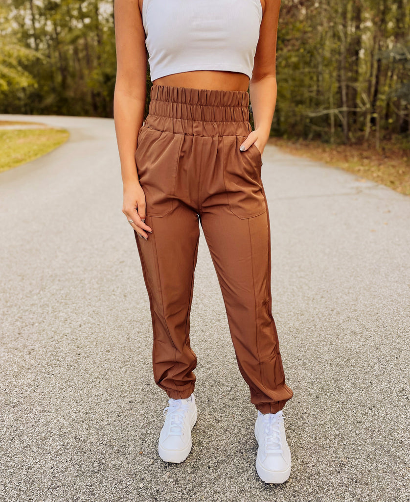 Power Hour Pocketed Joggers - Chestnut - Southern Trends Boutique 