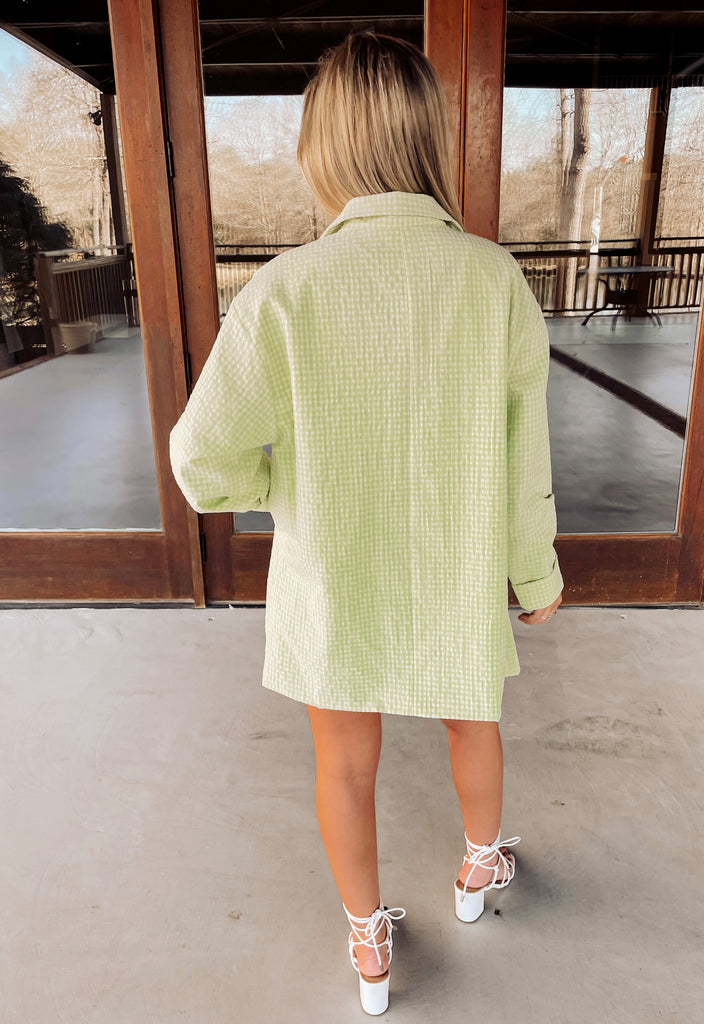 Hallie Oversized Seersucker Blazer - Southern Trends Boutique 