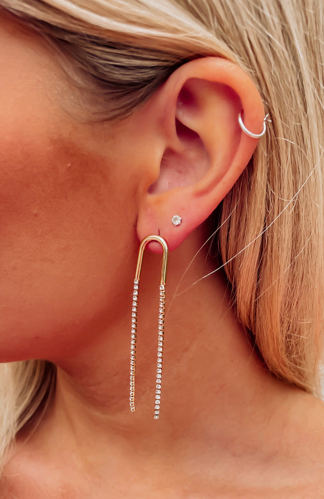 Gold Crystal Arch Earrings - Southern Trends Boutique 