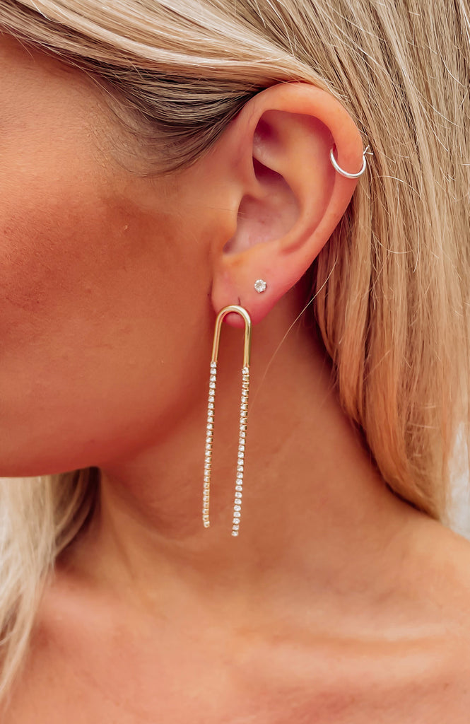 Gold Crystal Arch Earrings - Southern Trends Boutique 