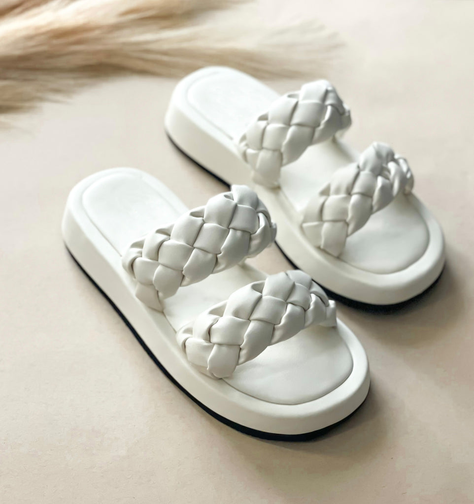 White Braided Sandals - Southern Trends Boutique 
